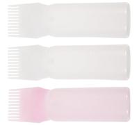 FIXOSHEE 3Pcs Hair Dye Bottle Set with Applicator Comb, 2 White and 1 Pink Hair Coloring and Shampoo Bottles for Salon and Barber Use