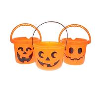 FIXOSHEE 3pcs Halloween Pumpkin Bucket Candy Jar Plastic Party Favor Treat Buckets for Trick Treating Festive Storage Container