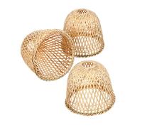 FIXOSHEE 3pcs Handwoven Vintage Bamboo Lampshades Small Rattan Lamp Shades for Table Lamps Rustic Pendant Light Covers Soft Diffused Lighting for Home Decor and Tea House