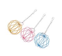 FIXOSHEE 3Pcs Hanging Grass Feeder Balls for Rabbits and Small Pets Iron Feeding Pendants with Chains Multi Functional Reusable Hay Holders for Guinea Pigs Chinchillas and Random Color