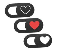 FIXOSHEE 3pcs Heart Pattern Webcam Cover Slide for Laptop Tablet Computer Privacy Protection, Black Camera Lens Shield for Anti-peeping Use