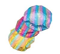 FIXOSHEE 3pcs Household Sleep Caps for Women with Wide Elastic Band Adjustable Night Hair Bonnets Soft Stretchy Turban Hats in Yellow Purple and Lake Blue for Curly and Straight Hair Care
