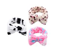 FIXOSHEE 3Pcs Lovely Bowknot Makeup Headbands Elastic Facial Hair Bands for Women Soft Comfortable Skin-friendly Face Wash Spa Skincare Hair Accessories