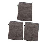 FIXOSHEE 3Pcs Makeup Removal Gloves Microfiber Facial Cleaning Mitts Soft Skin Friendly Face Supply for Daily Cleansing and Travel Use with Neat Stitching and Hanging Design in Gray Black
