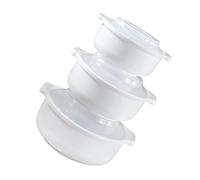 FIXOSHEE 3pcs Microwave Safe Food Containers with Lids Thick Kitchen Bowls for Refrigerator Storage and Meal Prep Heat-resistant From Dual Handles for Easy Handling
