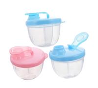 FIXOSHEE 3pcs Milk Powder Dispenser with Compartments Airtight and Travel Container for Outdoor Food Organizer with Capacity and Individually Sealed Spiral Ports Blue and Pink