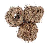 FIXOSHEE 3Pcs Natural Woven Grass Nest for Bunny Hamster Rabbit Straw Hut Cage Set, Eco-Friendly Small Animal Chew House for Gerbil Chinchillas