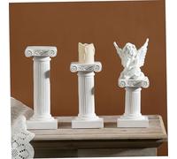FIXOSHEE 3pcs Nordic Style Roman Column Candle Holder Mini Resin Pillar Statue Decorative Table Candle Stand for Home Office Coffee Table Living
