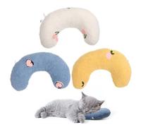 FIXOSHEE 3PCS Pet Neck Protection Cushion for Cats and Small Dogs Breathable Sleeping Pillows in Blue White Yellow Washable Soft Neck Support for Comfortable Rest