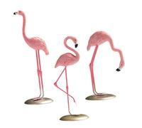 FIXOSHEE 3pcs Pink Resin Flamingo Figurines Set Desktop Decoration for Home Office Walking, Gazing and Searching Poses, Flamingo Ornament Handicrafts for Indoor Display