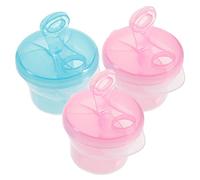 FIXOSHEE 3Pcs Portable Rotating Milk Powder Box Food Grade PP Material Leak Screw Lid Triple Storage Container for Travel and Outdoor Use Includes Pink and Blue Colors