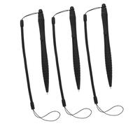 FIXOSHEE 3pcs Resistive Screen Stylus Pen with Spring Lanyard for Touchscreen Devices, Scratch Proof Mobile Phone Stylus for Drawing and Sketching on Tablets and Laptops, Black