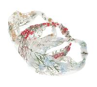 FIXOSHEE 3pcs Retro Lace Embroidered Headbands Stretch Floral Headband Set for Women Vintage Wide Mesh Hairbands in Blue and Red