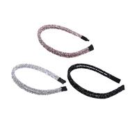 FIXOSHEE 3pcs Rhinestone Hair Hoops Sparkly Crystal Headbands for Women Elegant Hairbands Bridal Party Accessories in Silver White Black and Silver