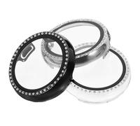 FIXOSHEE 3pcs Rhinestone Watch Protective Case with Anti-scratch Screen Covers Transparent Black Silver Creative Watch Protector for Smartwatch Impact Resistance