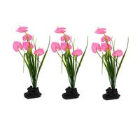 FIXOSHEE 3pcs Sashimi Plate Flower Decor Black Base Pink Lifelike Dish Ornament for Sushi Food Presentation Restaurant Dining Table Accent