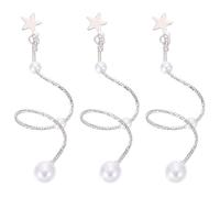 FIXOSHEE 3pcs Shiny Nail Studs Chains with Pearl Charms for Manicure DIY Nail Art Decorations Unique Design Fine Workmanship Suitable for Natural and Fake Party Festival Wedding Use