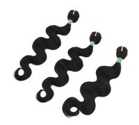 FIXOSHEE 3pcs Synthetic Body Wave Hair Bundles Lightweight Natural Black Color Curly Straighten Restyle for Women Premium Soft Texture
