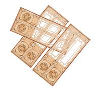 FIXOSHEE 3pcs Traditional Chinese Style Miniature Wooden Double Doors for Dollhouse DIY Crafts and Pretend Play Unfinished Mini Furniture Door with Authentic Architectural Details