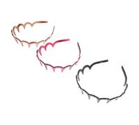 FIXOSHEE 3pcs U Toothed Hairband for Women Skin-friendly Resin Hair Hoops in Black Brown Wine Comfortable Non-irritating Headband for Short Curly Wavy Hairstyles Stylish Daily Hair