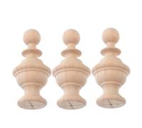FIXOSHEE 3pcs Unfinished Wooden Staircase Finials Post Caps for Curtain Rods Stair Handrail Fence Post DIY Crafts with Wood Grain Finish for Home