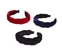 FIXOSHEE 3pcs Vintage Velvet Headbands Hair Hoop Wide Hair Accessories for Women Red Blue