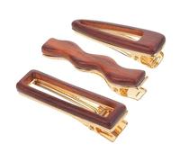 FIXOSHEE 3pcs Wood Hair Clips for Women - Lightweight Mini Duckbill Barrettes in Rectangle Triangle and Wave Shapes - Natural Sandalwood Side Hair Claws and Bangs for Festivals and Daily