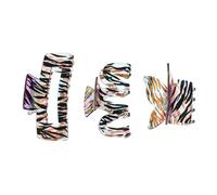 FIXOSHEE 3pcs Zebra Pattern Hair Claw Clip Set Gradient Colors Large W-Shaped Butterfly Square Acrylic Hair Clasp Clips for Women