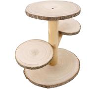 FIXOSHEE 4-layer Wooden Cake Stand Rustic Tiered Cupcake Display Holder Dessert Tower for Weddings Showers Birthday Parties, 30cm Height Multilayer Wooden Dessert Rack