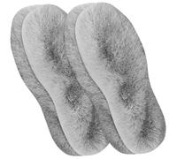 FIXOSHEE 4 Pairs Winter Warm Shoe Insoles Thick Faux Rabbit, Grey Size 44-45, Unisex Inner Insoles for Snow Boots and Slippers, Soft Thermal Foot Warmers