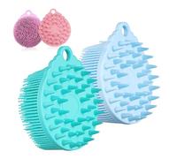 FIXOSHEE 4 Pcs Silicone Body Scrubber Double-Sided Round Bath Brushes for Shower with Fine and Coarse Bristles Multi-Purpose Exfoliating and Massaging Body Wash Brushes in Pink Blue Green