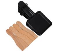 FIXOSHEE 4 Sets Non-stick Mini Raclette Cheese Pans with Wooden Spatulas Shape Electric Grill Trays for Melting Cheese High-temperature Resistant Oven Grill for Family Gatherings and