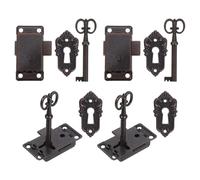 FIXOSHEE 4 Sets Vintage Iron Cabinet Locks with Keys Retro Furniture Lock Replacement for Kitchen Cupboard Dresser Jewelry Boxes Wardrobes Easy DIY Upgrade Secure Storage Hardware