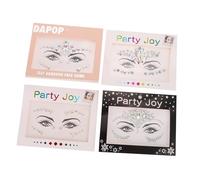 FIXOSHEE 4 Sheets Self-adhesive Face Gems Rhinestone Stickers for Makeup and Facial Decoration Sparkling Eye and Body Jewels for Festivals Parties Cosplay Halloween and Dance Events