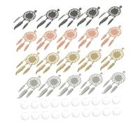 FIXOSHEE 40pcs DIY Decorative Dream Catcher Pendants with Glass Cabochons Multi-color Gemstone Bottom Supports for Wall Hanging Wedding Outdoor and Home Decor Accessories