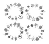 FIXOSHEE 48pcs Tibetan Style Alloy Flower Pendants for Jewelry Making Silver Sunflower Rose Charms for DIY Earrings Necklaces Bracelets Vintage Craft Accessories with Cultural Elegance