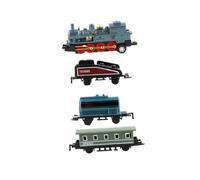 FIXOSHEE 4Pcs Alloy Retro Steam Train Set Pull Back Model Trains for Boys Educational Play Vehicles Sky-blue Anti-wear Fall Resistant