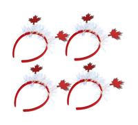 FIXOSHEE 4pcs Autumn Maple Leaf Headband with Tinsel Portable Festival Hair Accessories for Women Lightweight Fall Leaves Tiara for Thanksgiving and Canadian National Day Celebration
