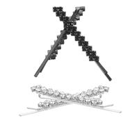 FIXOSHEE 4pcs Bridal Rhinestone Hair Clips Set Metal Sparkly Bobby Pins for Wedding Decorative Hair Accessories for Women Black and Silver Clips for Thick
