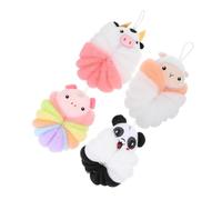 FIXOSHEE 4pcs Cartoon Animal Bathing Balls Body Scrubber Soft Mesh Shower Skin Scrubber Colored Loofah for Gentle Exfoliation and Rich Generation