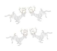 FIXOSHEE 4pcs Christmas Deer Embroidery Applique Patch Rayon Decorative DIY Cloth Stickers for Festive Clothing Costumes and Gift Crafts