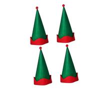 FIXOSHEE 4pcs Christmas Elf Hats Green Holiday Party Head Accessories Lightweight Comfortable Xmas Headdress for Festive Dress Up and Family Celebration