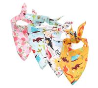 FIXOSHEE 4Pcs Dinosaur Pattern Decorative Dog Bandanas Soft Cloth Pet Saliva Wipes Breathable Triangle Scarves for Dogs and Cats Summer Accessories to Enhance
