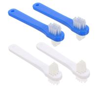 FIXOSHEE 4pcs Double-Head Denture Brush for Adults Portable Oral Care Supply Ergonomic Non-Slip Handle Small Teeth Cleaner for Deep Gum and Blind Area Cleaning