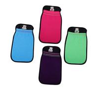 FIXOSHEE 4pcs Double-layer Bath Scrubber Mitts Exfoliating Bath Body Exfoliator Mitts for Shower Skin Cleaning Comfortable Skin Scrubber Gloves in Purple Green Blue and Rose Red