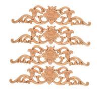 FIXOSHEE 4pcs European Style Wood Carved Onlay Applique for Furniture Decoration Unpainted Wood Trim Transfers for Wardrobe Cabinet Doors and Elegant Crafting Embellishments