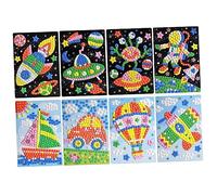 FIXOSHEE 4pcs EVA Mosaic Sticker Kit for Creative DIY Crafting Supplies with Astronaut Spaceship and UFO Designs Enhances Hand Eye Coordination and Imagination for Childrens Art Projects