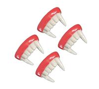 FIXOSHEE 4pcs Halloween Vampire Zombie Teeth Caps Realistic Costume Fangs for Spooky Parties Comfortable Fit Secure Reusable Fake Tooth Dentures for Trick Treat and Cosplay