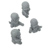 FIXOSHEE 4pcs Handcrafted Asian Buddha Figurines Small Kung Fu Monk Sculptures for Car Dashboard Office Shelf Zen Garden Home Decor Feng Shui Ornaments with Positive Energy and Meditation