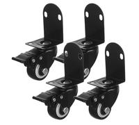 FIXOSHEE 4Pcs Heavy Duty 1.5-Inch Silent Swivel Caster Wheels with Brake, Side Mount Industrial Cart and Furniture Castors for Office Chair and Trolley
